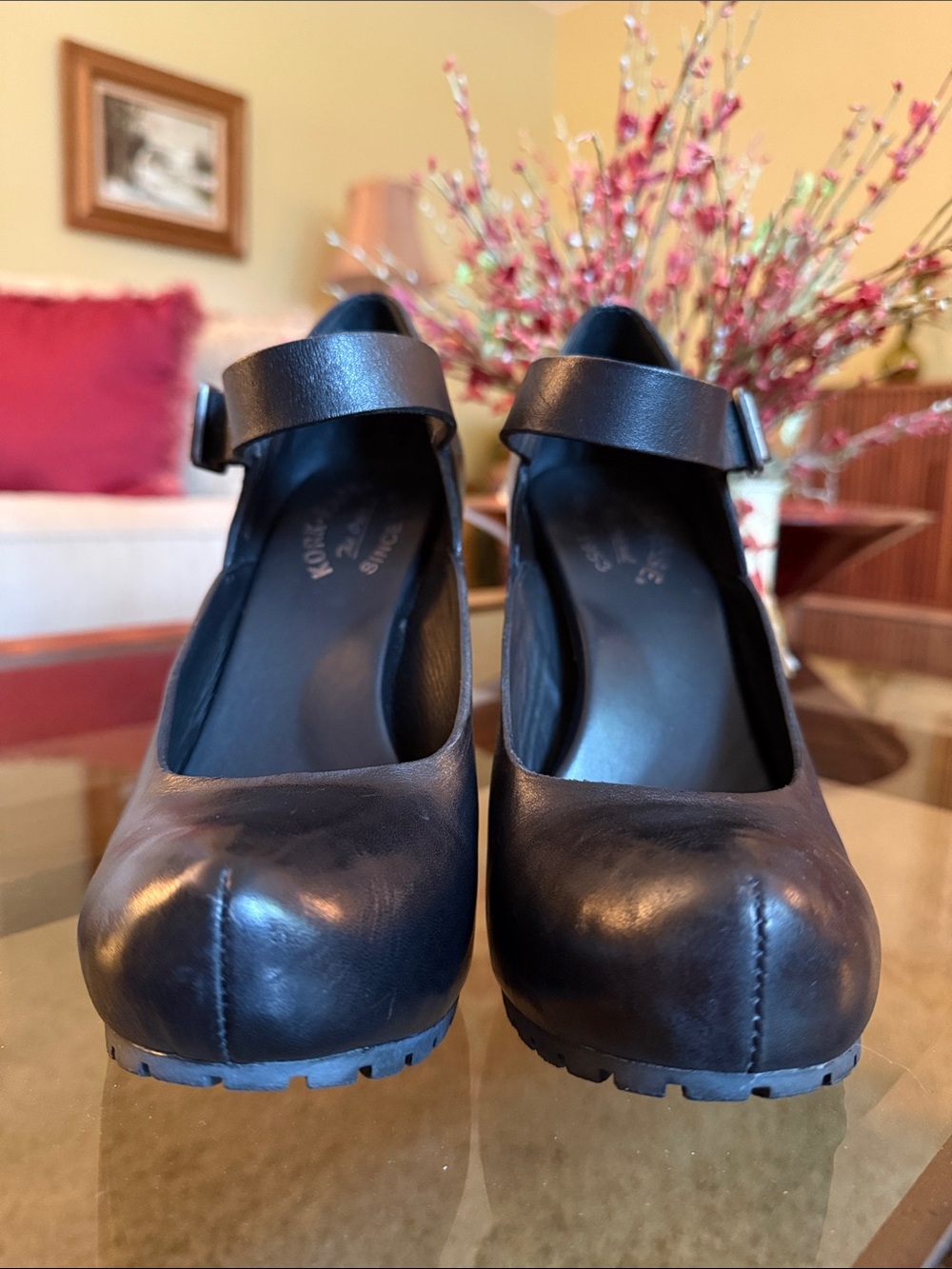 KORK-EASE “PRISCILLA” Black Leather Hidden Platform Mary Jane Heel - Size 8/39 - Picture 6 of 17